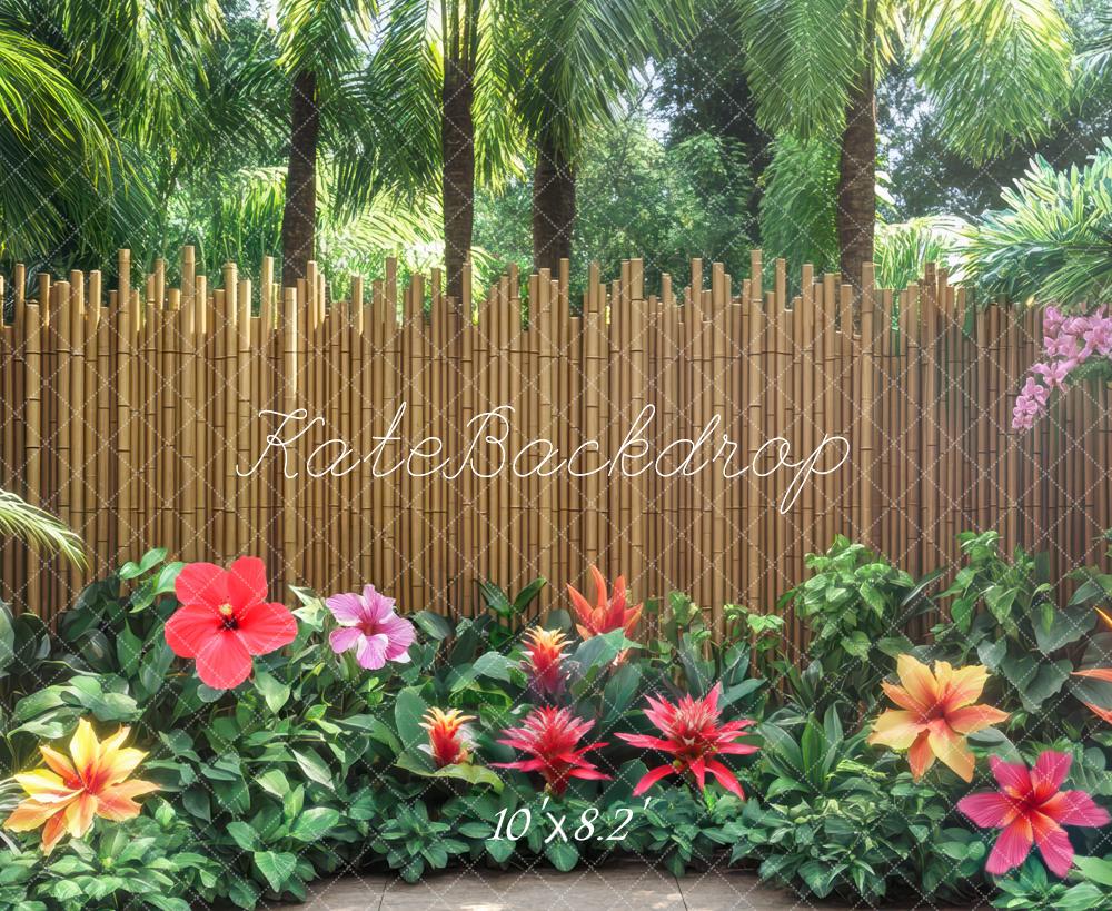 Kate Été Tropical Jardin Bambou Clôture Toile de fond conçue par Mini MakeBelieve