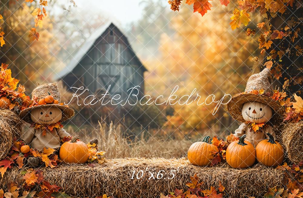 Kate Automne Épouvantail Citrouille Érable Toile de fond conçue par Emetselch - Kate Backdrop FR