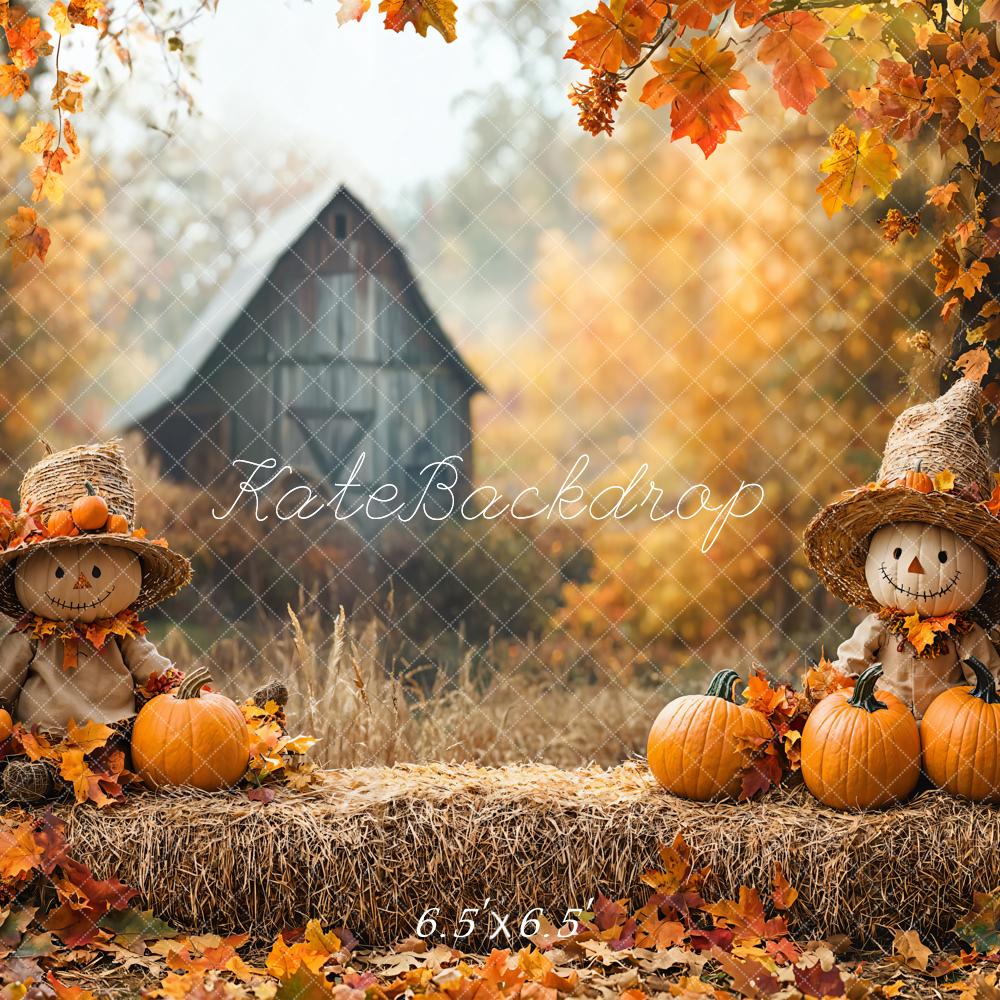 Kate Automne Épouvantail Citrouille Érable Toile de fond conçue par Emetselch - Kate Backdrop FR
