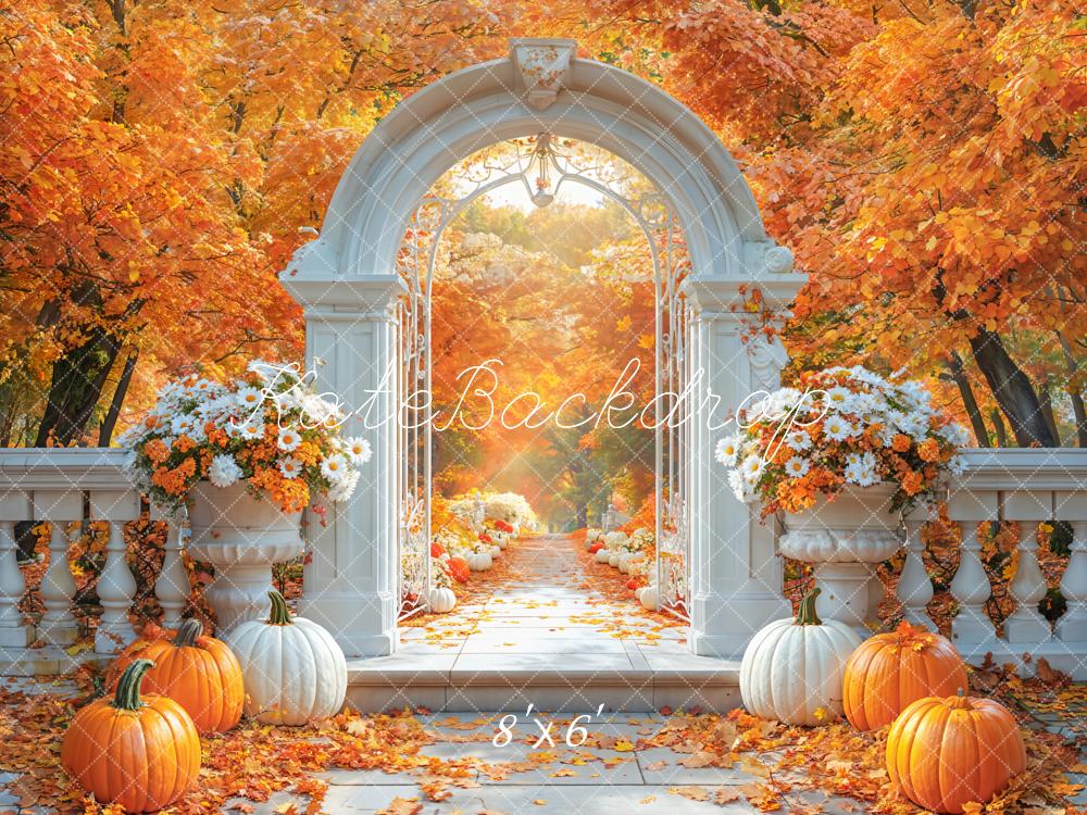 Kate Automne Fleur Arche Citrouille Érable Toile de fond conçue par Emetselch - Kate Backdrop FR