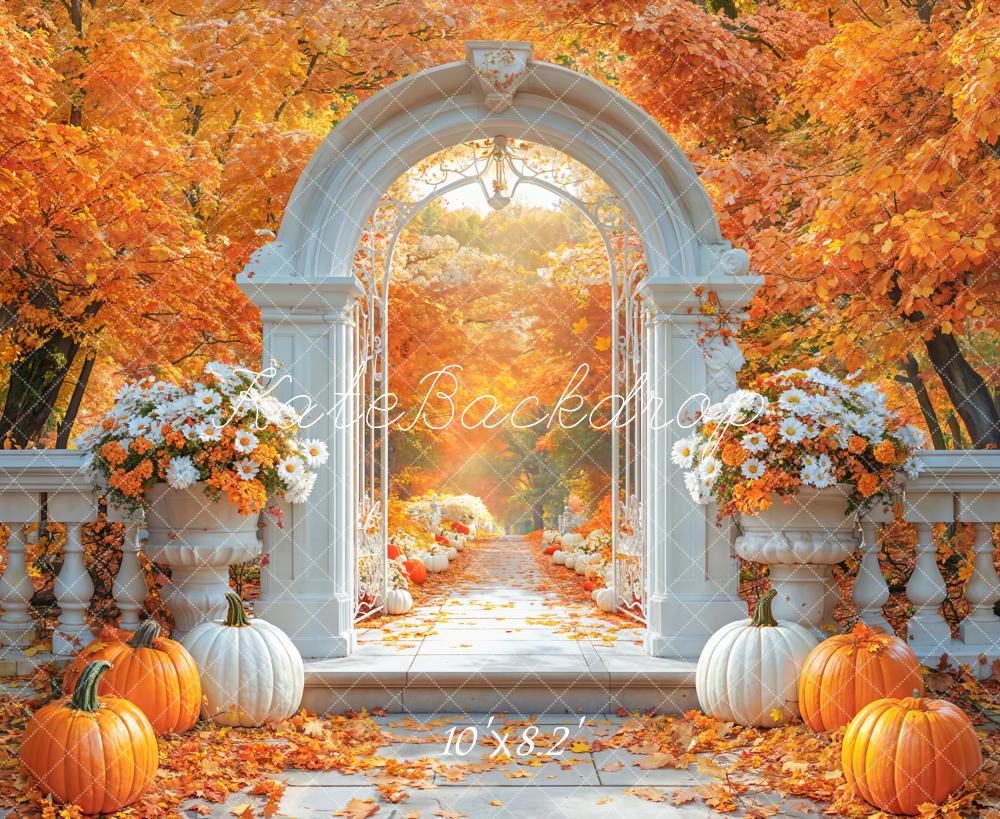 Kate Automne Fleur Arche Citrouille Érable Toile de fond conçue par Emetselch - Kate Backdrop FR