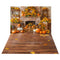 Kate Automne Tournesol Cheminée Citrouille Toile de fond+Feuilles Parquet Sol Toile de fond - Kate Backdrop FR