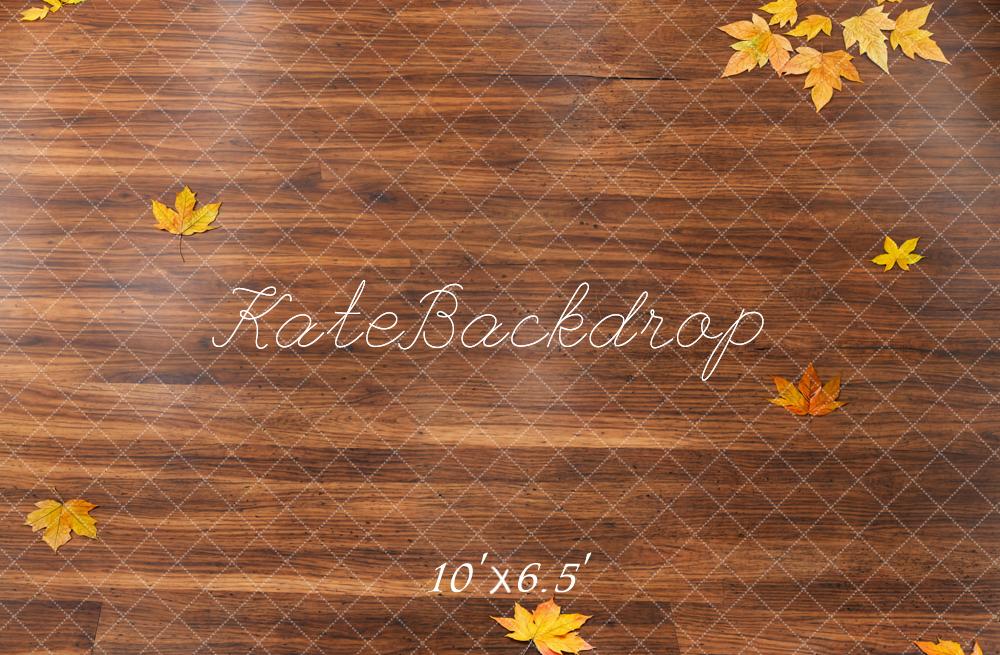 Kate Automne Feuilles Parquet Sol Toile de fond conçue par Kate Image - Kate Backdrop FR