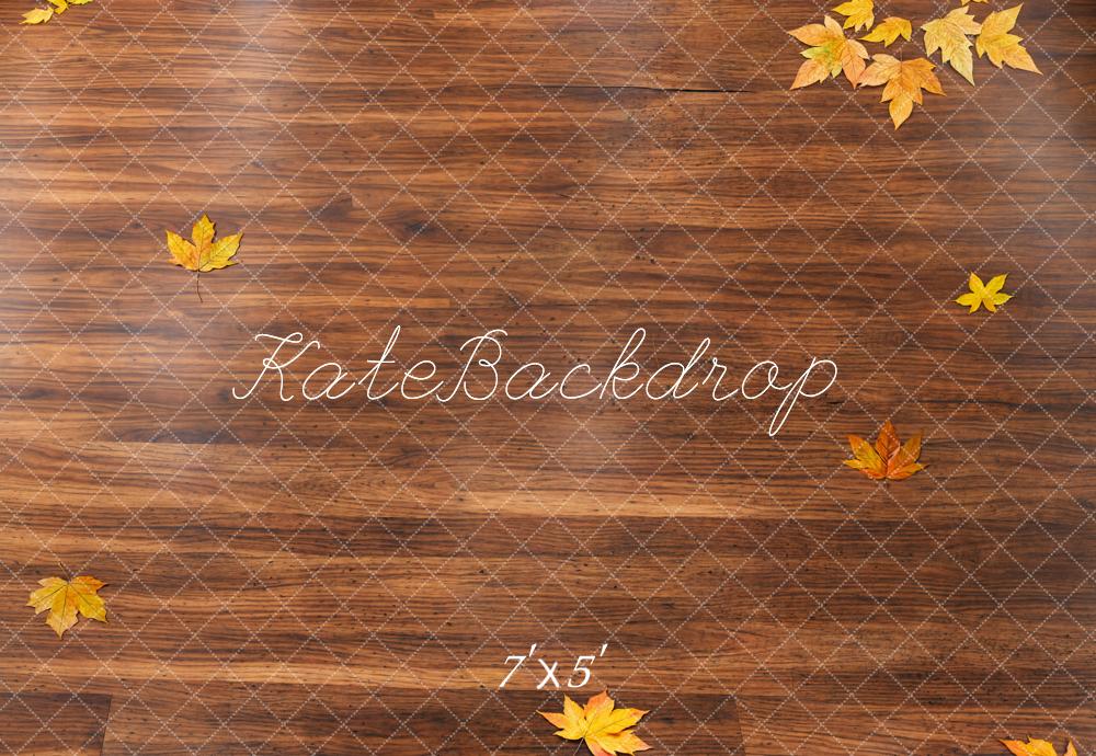 Kate Automne Feuilles Parquet Sol Toile de fond conçue par Kate Image - Kate Backdrop FR
