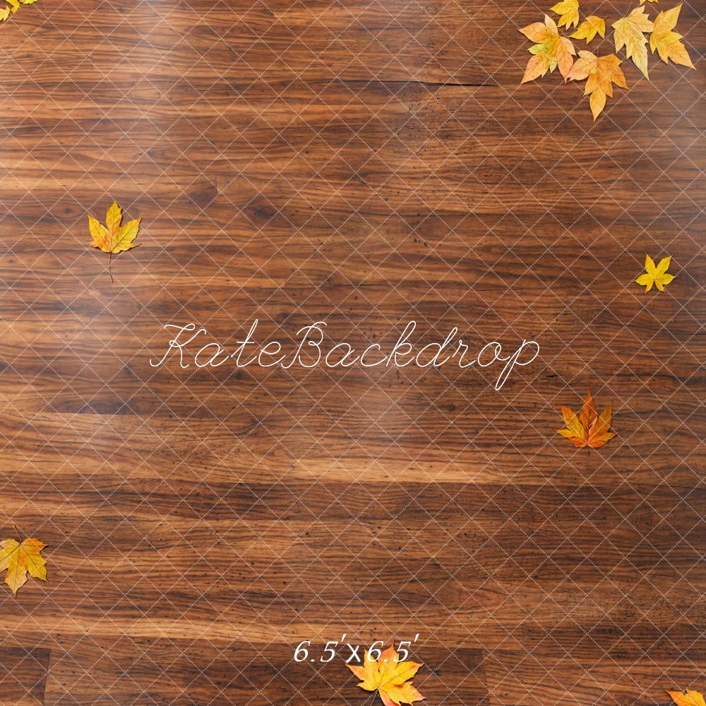 Kate Automne Feuilles Parquet Sol Toile de fond conçue par Kate Image - Kate Backdrop FR