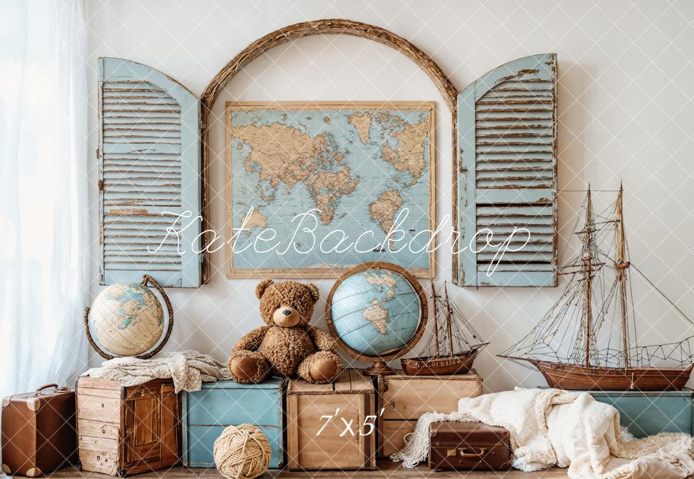 Kate Voyage Carte Globe Nautique Nounours Toile de fond conçue par Emetselch