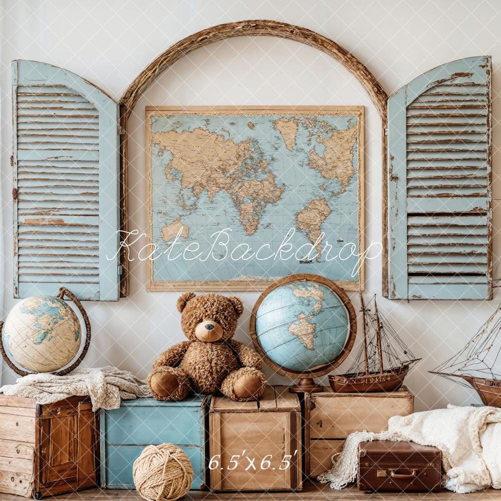 Kate Voyage Carte Globe Nautique Nounours Toile de fond conçue par Emetselch
