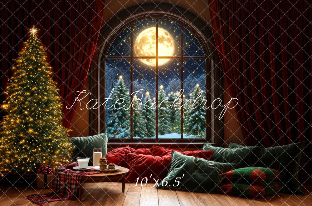 Kate Sapin de Noël Lune Fenêtre Oreillers Toile de fond conçue par Mini MakeBelieve - Kate Backdrop FR
