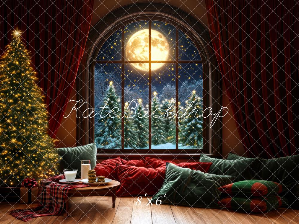 Kate Sapin de Noël Lune Fenêtre Oreillers Toile de fond conçue par Mini MakeBelieve - Kate Backdrop FR