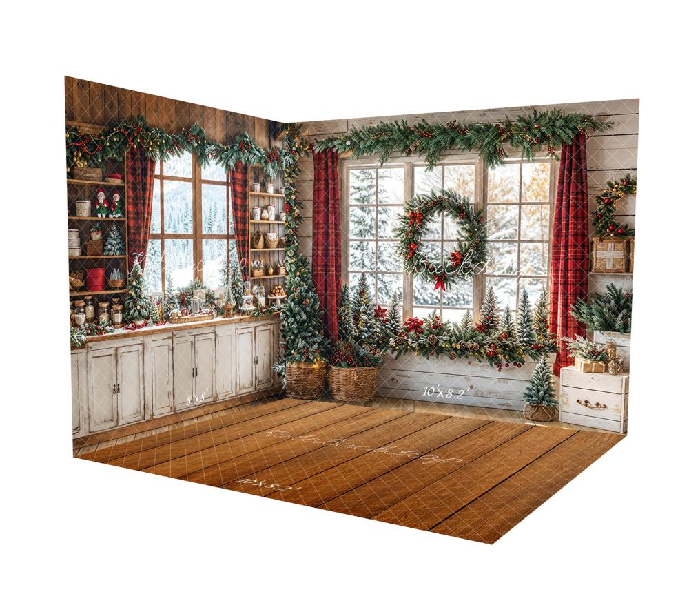 Kate Noël Cuisine Fenêtre Guirlande Rideau Ensemble de chambre - Kate Backdrop FR