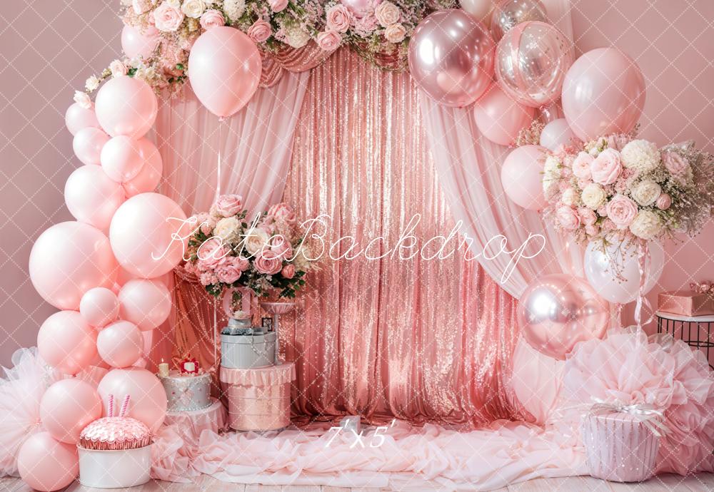 Kate Fleur Rideaux Ballon Rose Gâteau Toile de fond conçue par Emetselch - Kate Backdrop FR