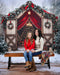 Kate Sapin de Noël Grange Neige Forêt Toile de fond conçue par Emetselch - Kate Backdrop FR