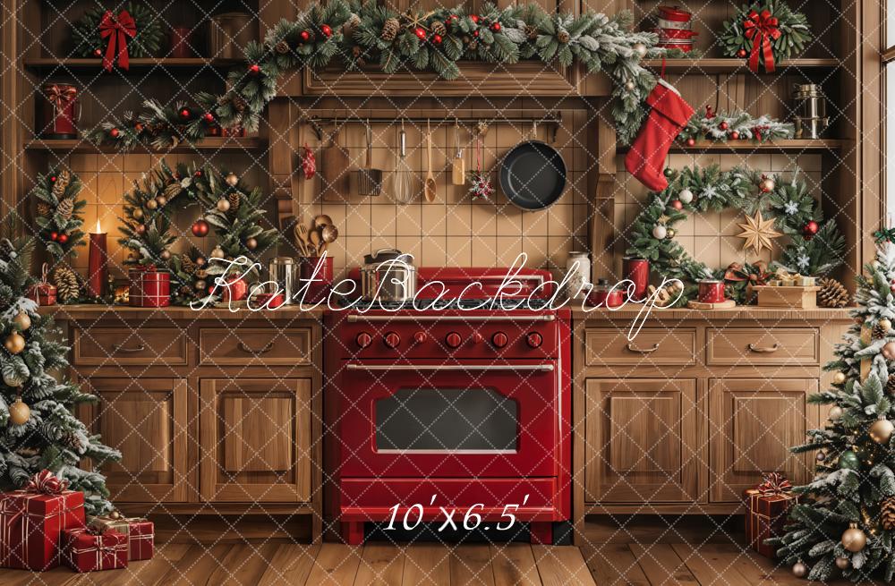 Offres Éclair Kate Noël Cuisine Armoire en Bois Décors Toile de fond conçue par Emetselch - Kate Backdrop FR