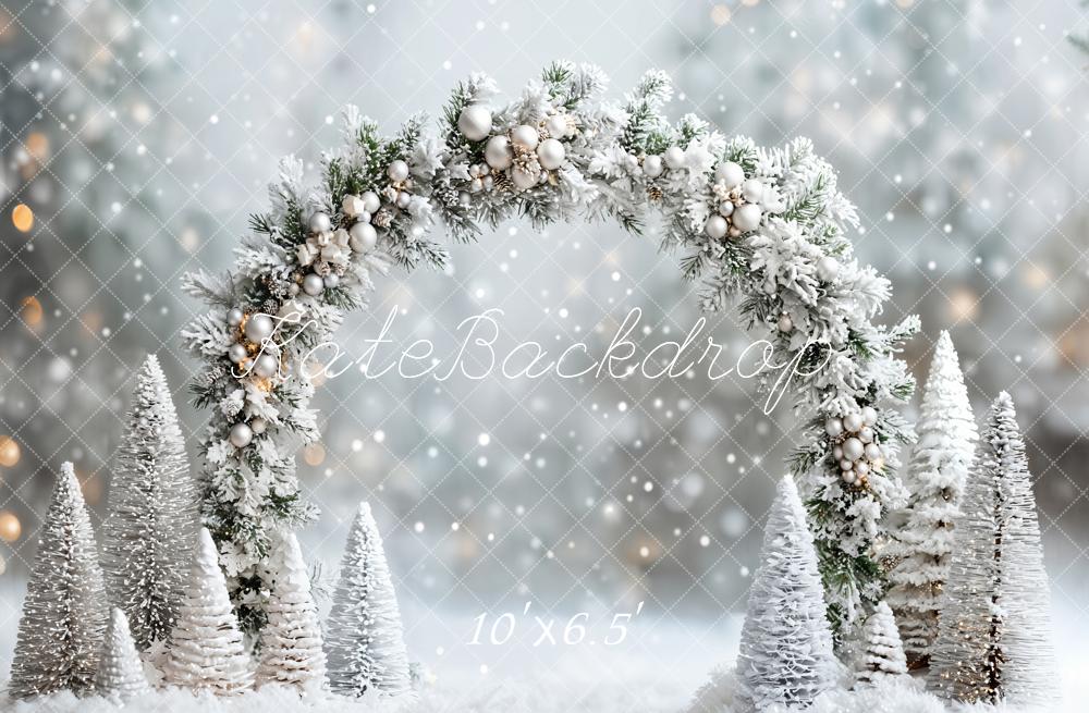 Kate Hiver Arche Neige Noël Bokeh Toile de fond conçue par Emetselch - Kate Backdrop FR