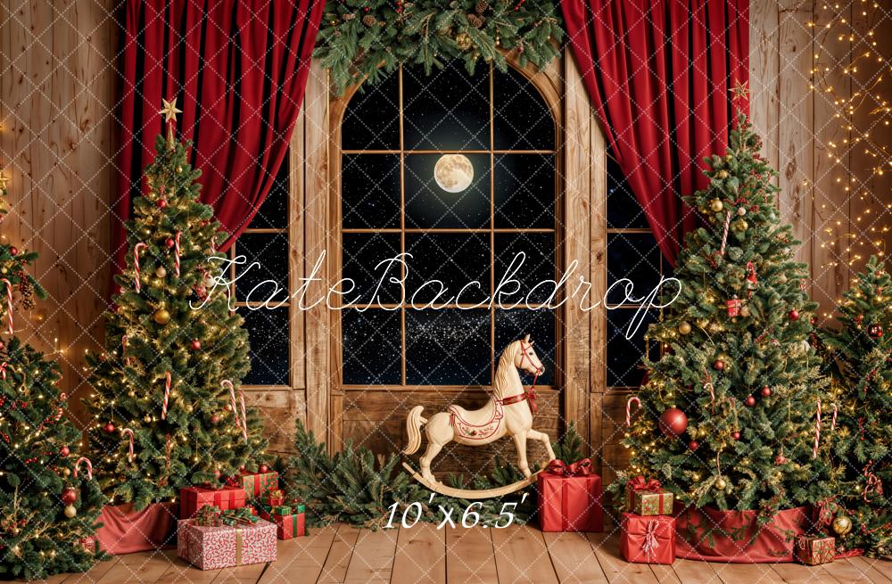 Kate Sapin de Noël Fenêtre Cheval à bascule Toile de fond conçue par Emetselch - Kate Backdrop FR