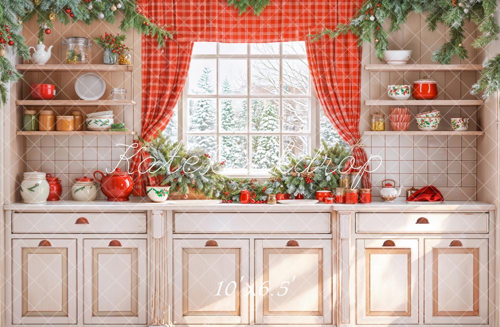 Kate Noël Cuisine Armoire Fenêtre Rideau Toile de fond conçue par Emetselch - Kate Backdrop FR