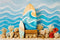 Kate Été Plage Planche de surf Vagues Toile de fond conçue par Patty Roberts - Kate Backdrop FR