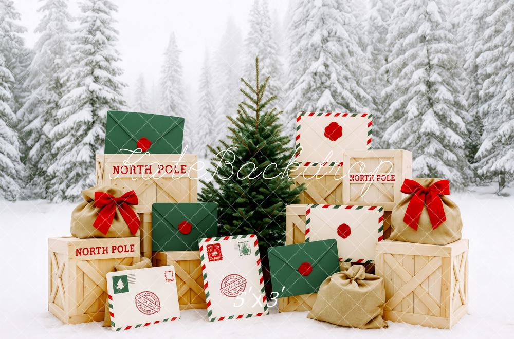 Kate Noël Forêt Pôle Nord Lettres Neige Toile de fond conçue par Patty Roberts