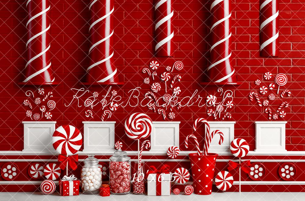 Kate Noël Bonbons Boutique Rouge Toile de fond conçue par Patty Roberts - Kate Backdrop FR