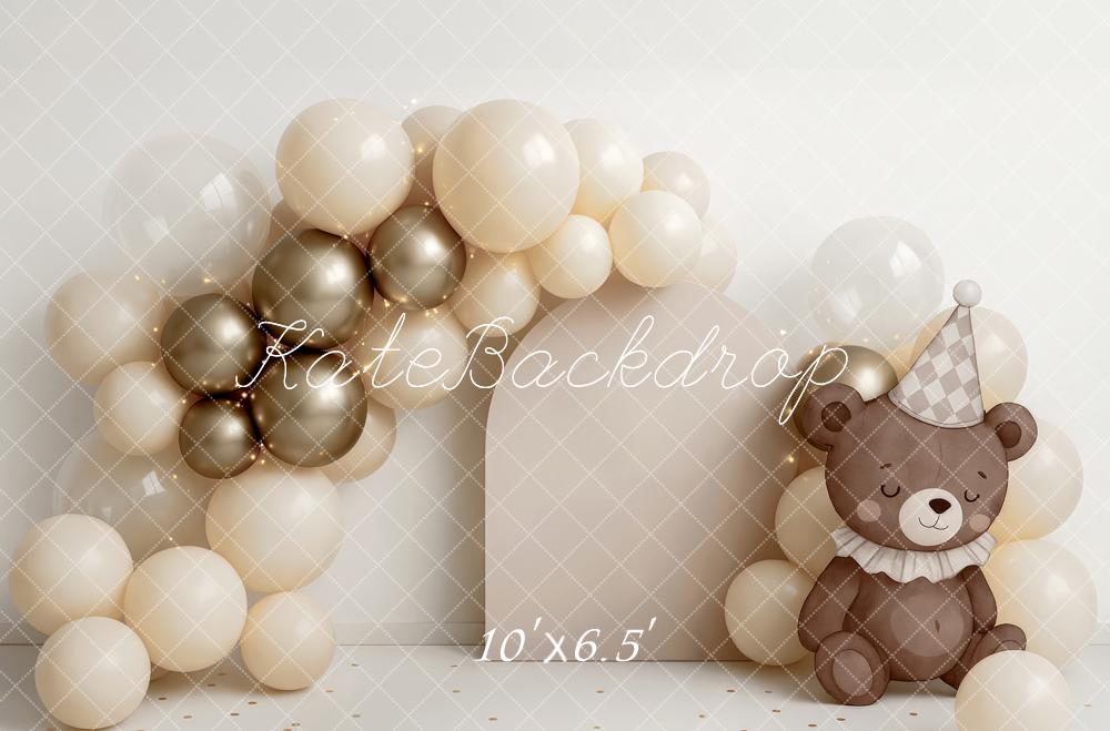 Kate Anniversaire Ours en peluche Ballon Arche Toile de fond conçue par Patty Roberts - Kate Backdrop FR