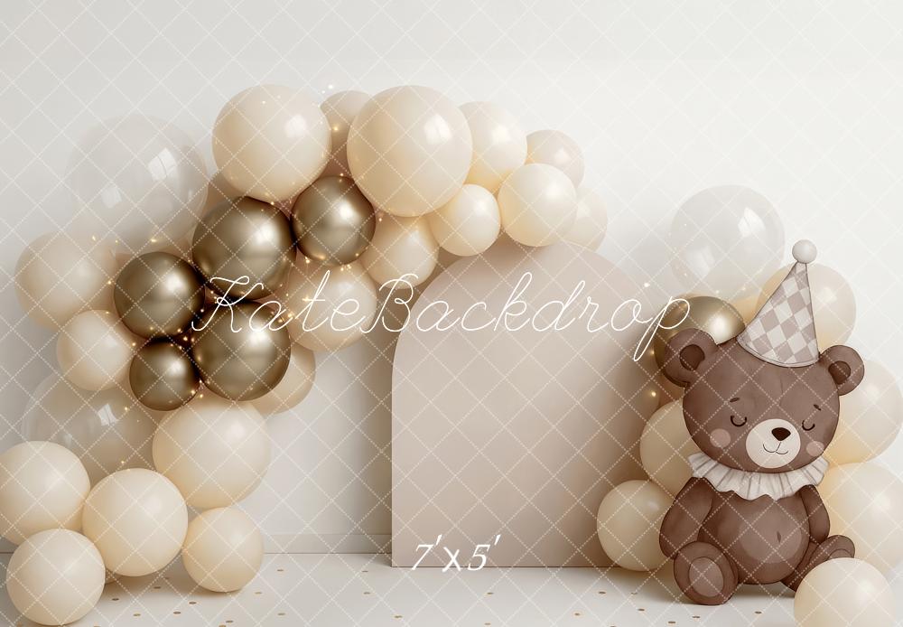 Kate Anniversaire Ours en peluche Ballon Arche Toile de fond conçue par Patty Roberts - Kate Backdrop FR
