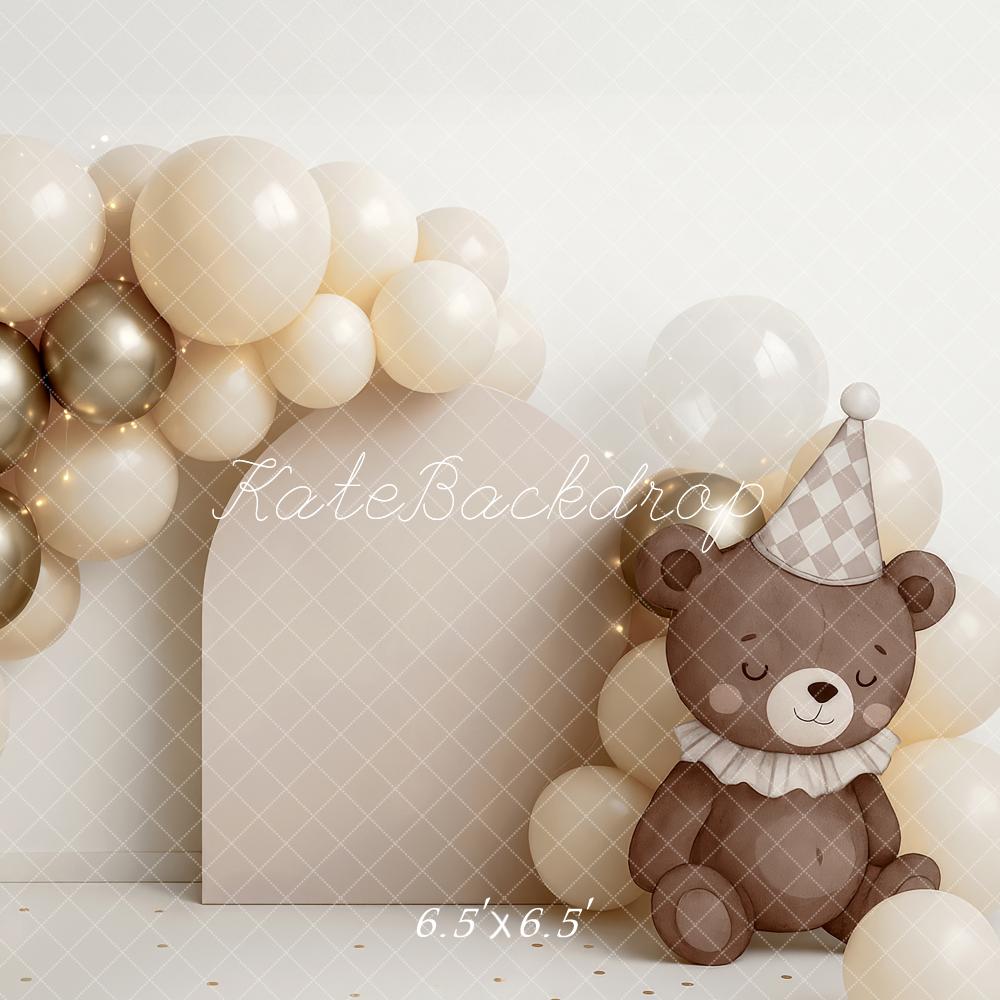 Kate Anniversaire Ours en peluche Ballon Arche Toile de fond conçue par Patty Roberts - Kate Backdrop FR
