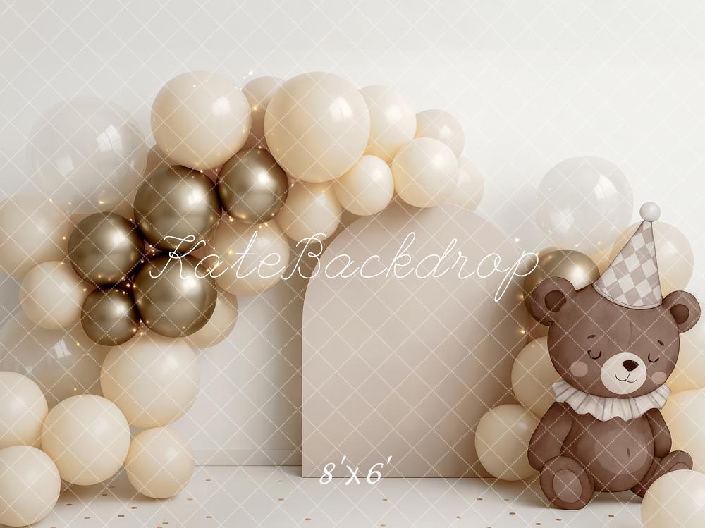 Kate Anniversaire Ours en peluche Ballon Arche Toile de fond conçue par Patty Roberts - Kate Backdrop FR