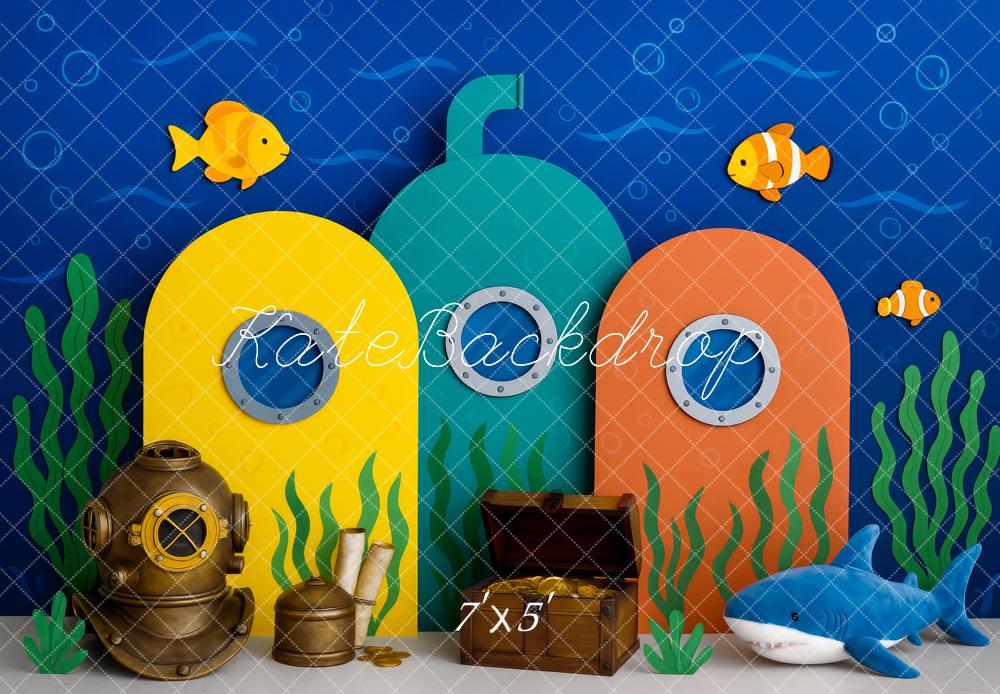 Kate Anniversaire Sous-marin Poisson Mer Toile de fond conçue par Patty Roberts - Kate Backdrop FR