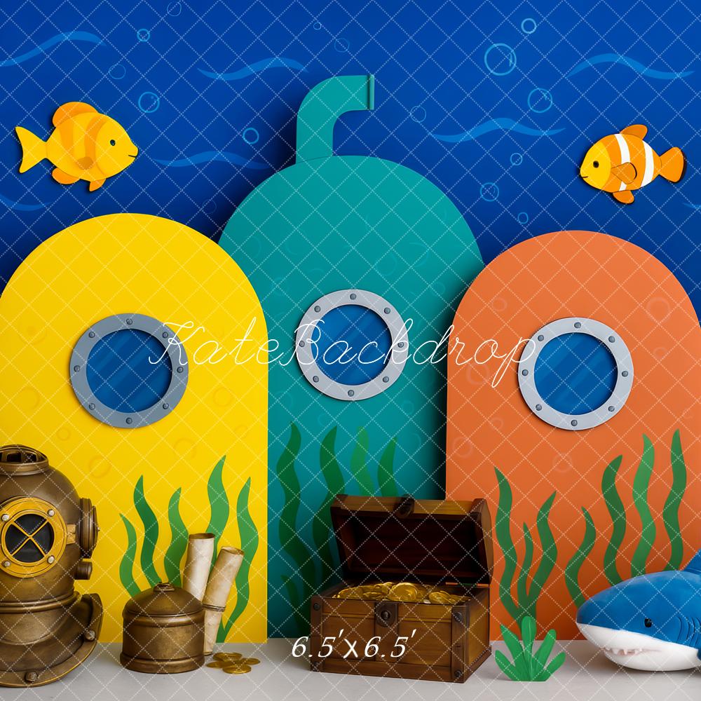 Kate Anniversaire Sous-marin Poisson Mer Toile de fond conçue par Patty Roberts - Kate Backdrop FR