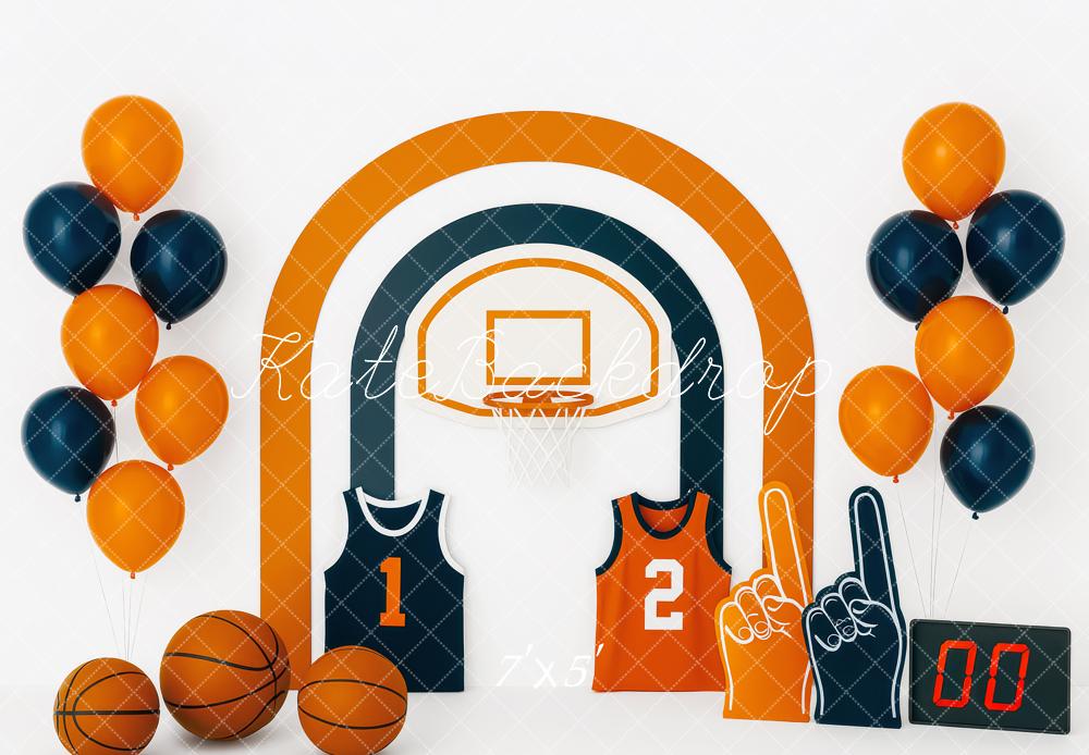 Kate Anniversaire Basket-ball Sport Ballons Toile de fond conçue par Patty Roberts - Kate Backdrop FR