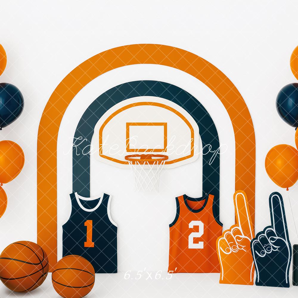 Kate Anniversaire Basket-ball Sport Ballons Toile de fond conçue par Patty Roberts - Kate Backdrop FR
