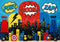 Kate Anniversaire Héros Bande dessinée Cité Toile de fond conçue par Patty Roberts - Kate Backdrop FR