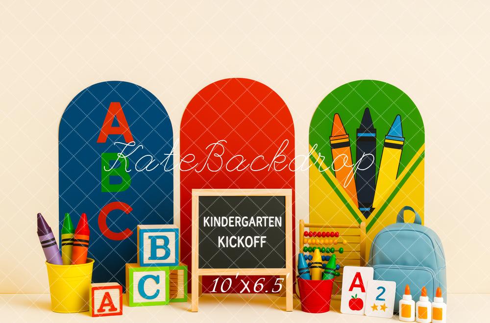 Kate Scolaire Crayons ABC Arche Toile de fond conçue par Patty Roberts - Kate Backdrop FR