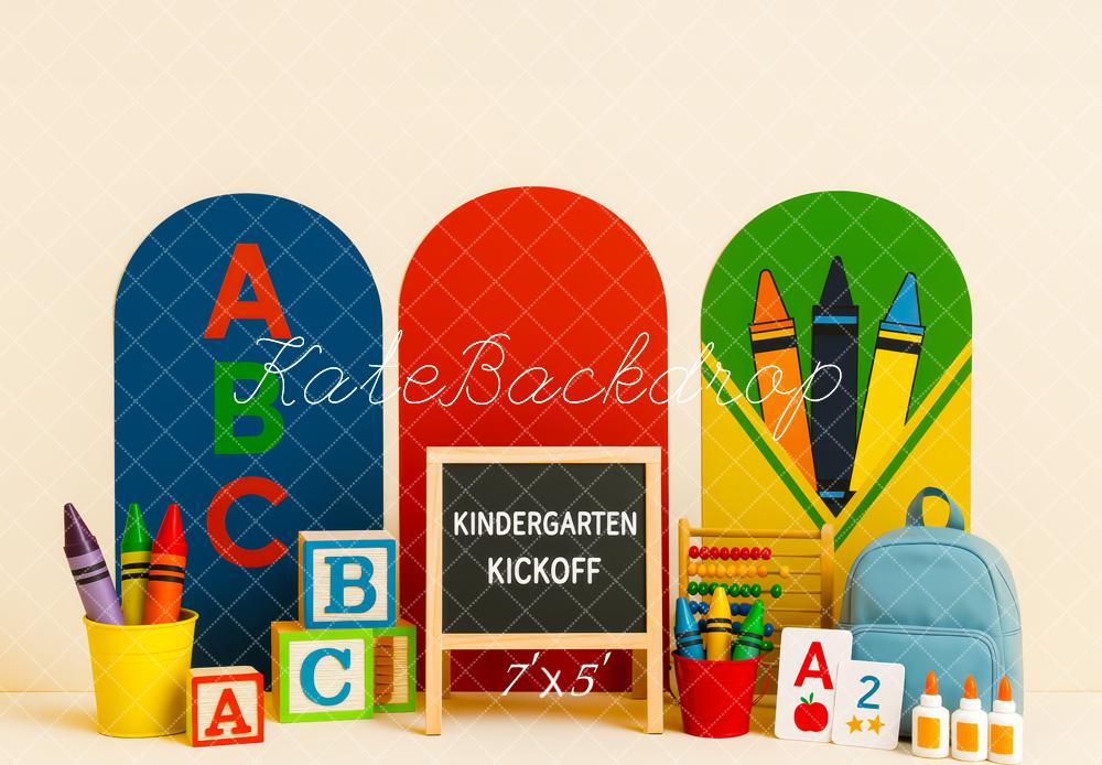 Kate Scolaire Crayons ABC Arche Toile de fond conçue par Patty Roberts - Kate Backdrop FR