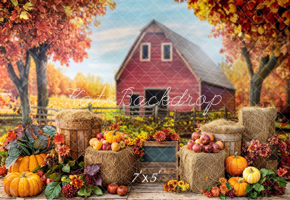Kate Automne Grange Citrouille Récolte Foin Toile de fond conçue par Emetselch - Kate Backdrop FR