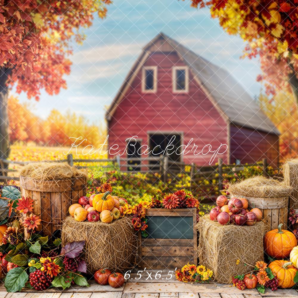 Kate Automne Grange Citrouille Récolte Foin Toile de fond conçue par Emetselch - Kate Backdrop FR