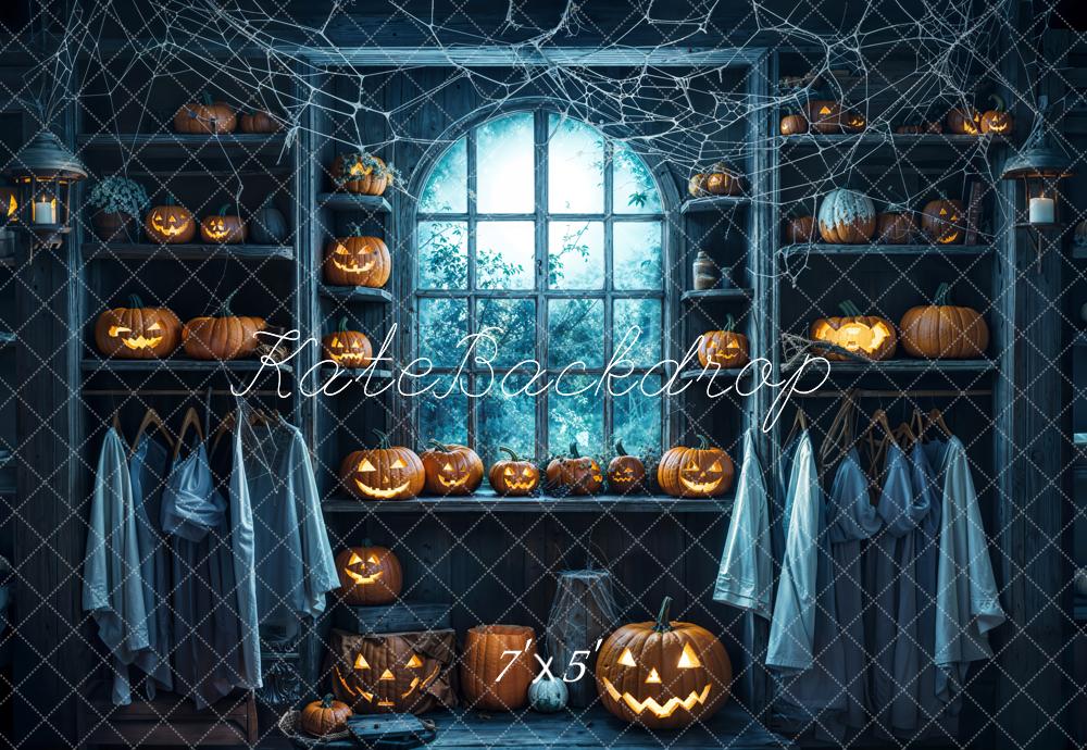 Kate Halloween Fenêtre Toile d'araignée Citrouille Toile de fond conçue par Emetselch - Kate Backdrop FR