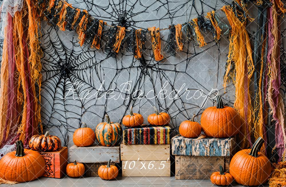 Kate Halloween Toile d'araignée Citrouille Toile de fond conçue par Emetselch - Kate Backdrop FR