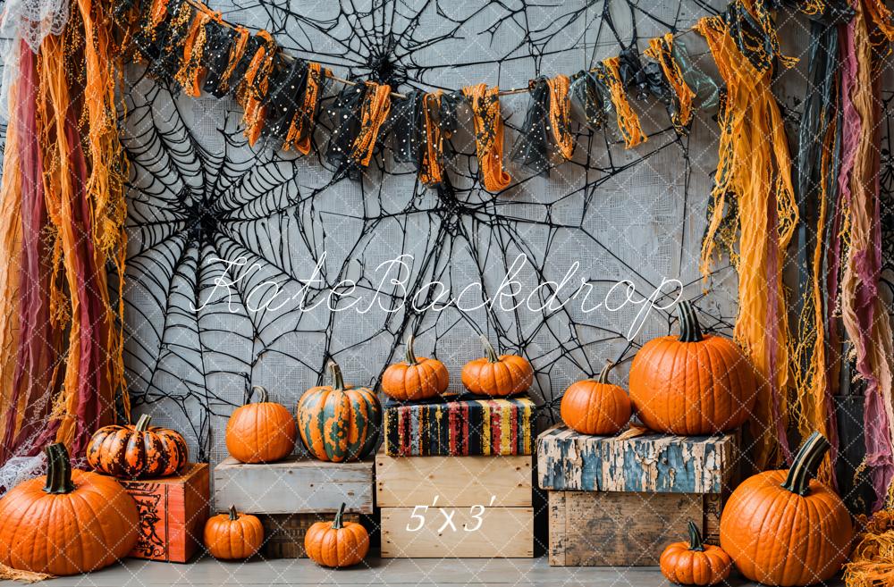Kate Halloween Toile d'araignée Citrouille Toile de fond conçue par Emetselch - Kate Backdrop FR
