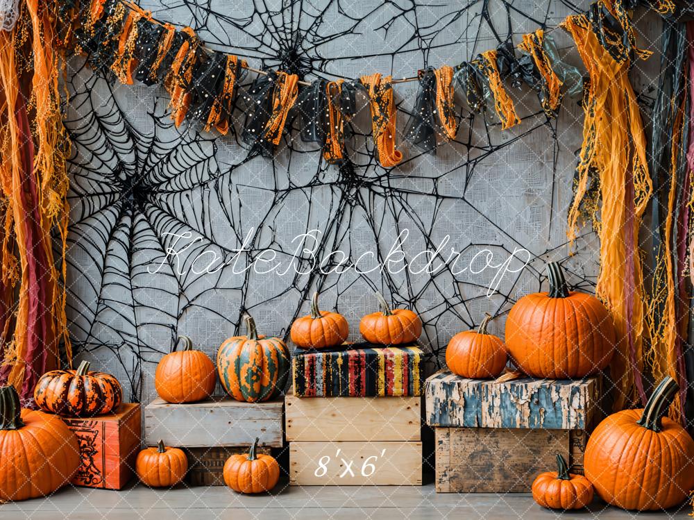 Kate Halloween Toile d'araignée Citrouille Toile de fond conçue par Emetselch - Kate Backdrop FR