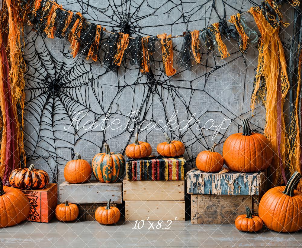 Kate Halloween Toile d'araignée Citrouille Toile de fond conçue par Emetselch - Kate Backdrop FR