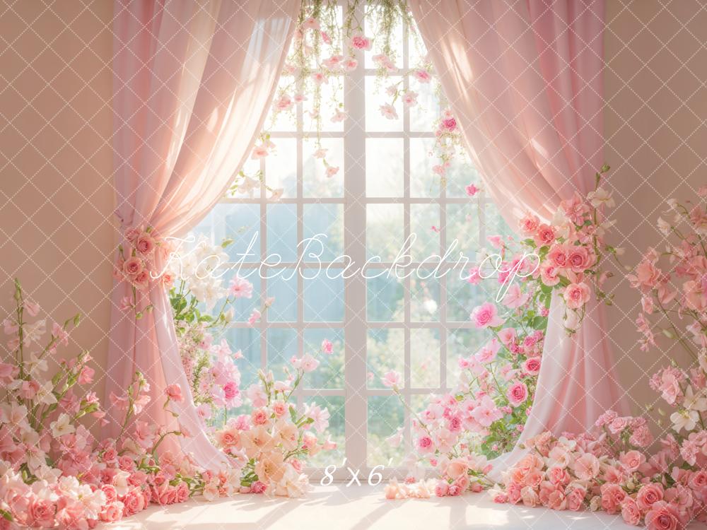 Kate Fleurs Fenêtre Rideau Rose Toile de fond conçue par Emetselch - Kate Backdrop FR