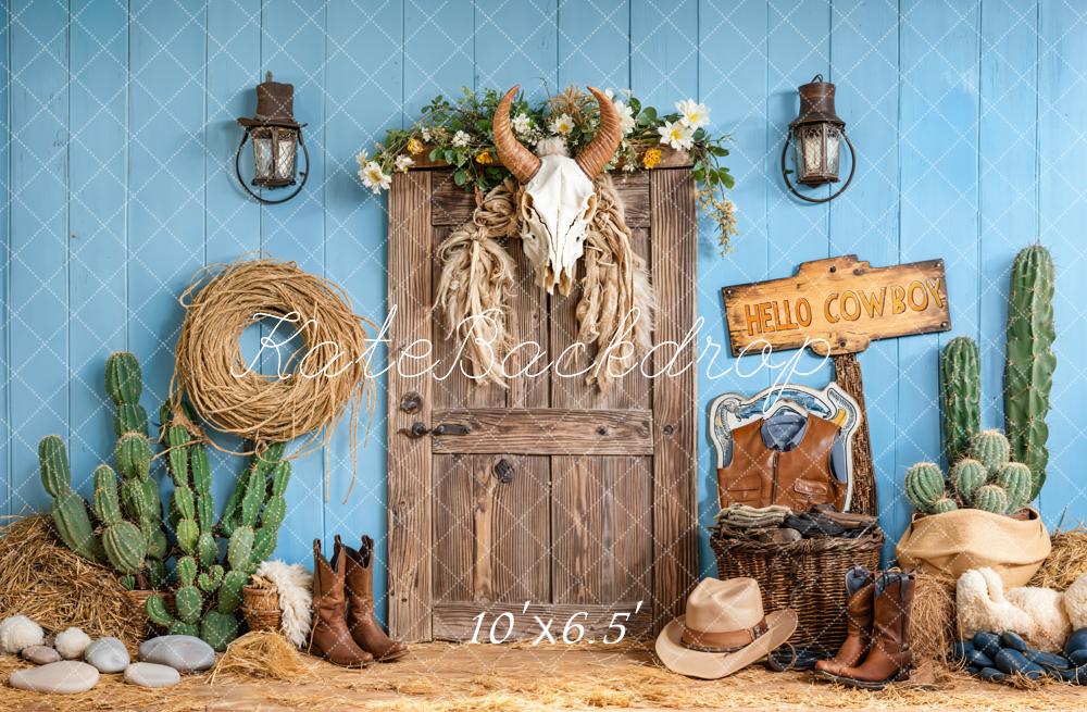 Kate Anniversaire Cowboy Cactus Porte Toile de fond conçue par Emetselch - Kate Backdrop FR