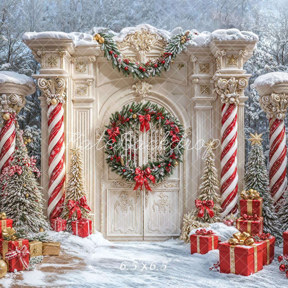 Kate Noël Rétro Porte Colonnes Neige Toile de fond conçue par Emetselch - Kate Backdrop FR