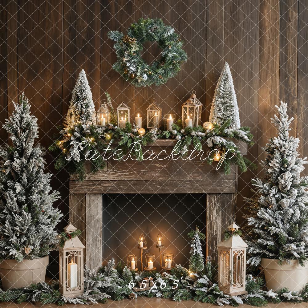 Kate Sapin de Noël Rustique Cheminée Lanterne Toile de fond conçue par Emetselch - Kate Backdrop FR