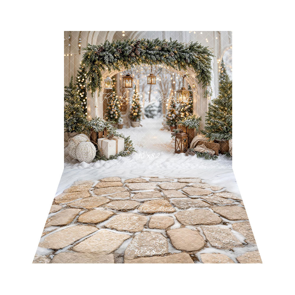 Kate Noël Arche Neige Arbres Lumière Toile de fond+Hiver Pierres Neige Sol Toile de fond