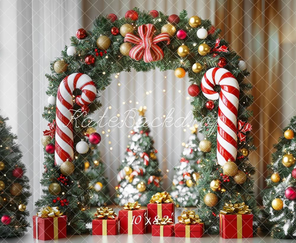 Kate Sapin de Noël Bonbons Arche Cadeaux Toile de fond conçue par Mini MakeBelieve - Kate Backdrop FR