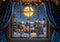 Kate Noël Clair de lune Neige Fenêtre Village Toile de fond conçue par Mini MakeBelieve - Kate Backdrop FR