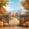 Kate Automne Arrière-cour Citrouille Allée Clôture Toile de fond conçue par Emetselch - Kate Backdrop FR