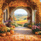 Kate Automne Fleur Citrouille Rétro Arche Champ Toile de fond conçue par Emetselch - Kate Backdrop FR